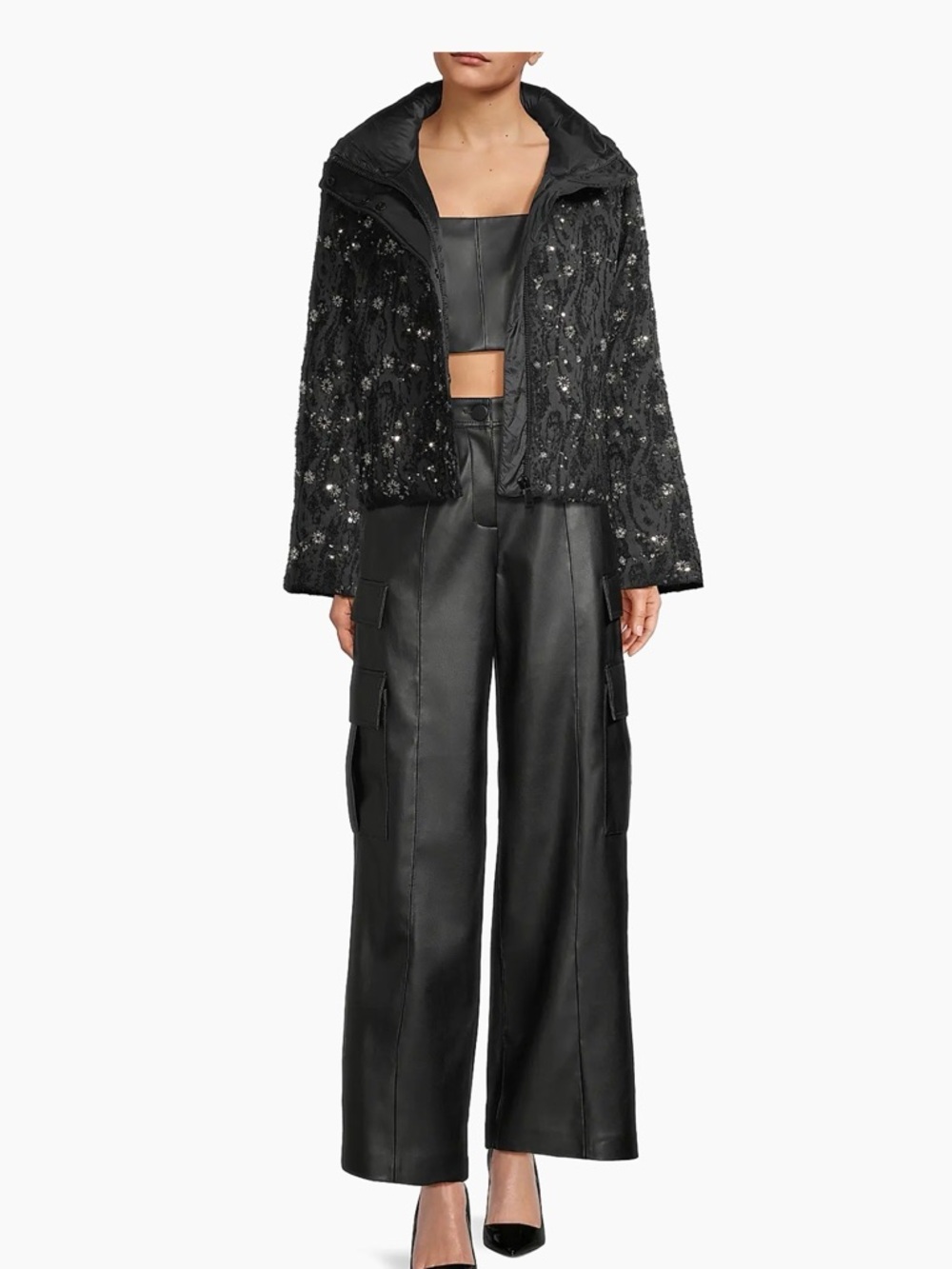 Milly Hayes Beaded Puffer Crop Jacket